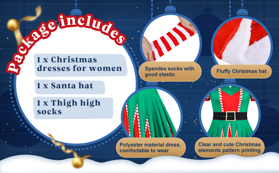 Amazon.com: Hillban 3 Pcs Christmas Elf Costume Set Women