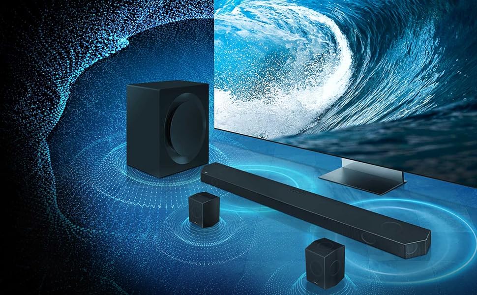 Soundbar Samsung HW-Q990D, com 11.1.4 canais,Wireless Dolby Atmos, Sincronia Sonora e Alexa integrado