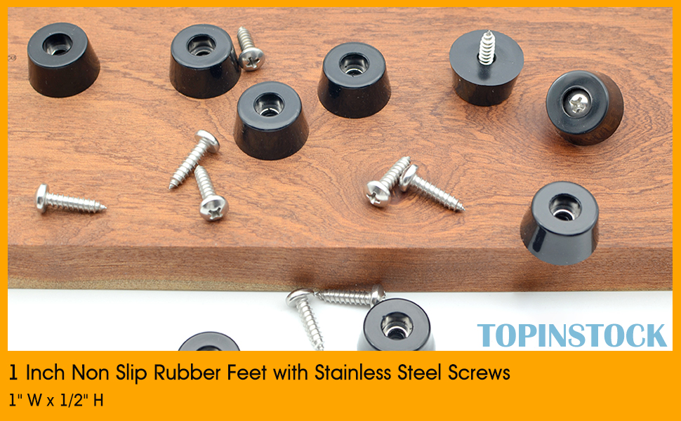 TOPINSTOCK Non Slip Rubber Feet with Stainless Steel Screws