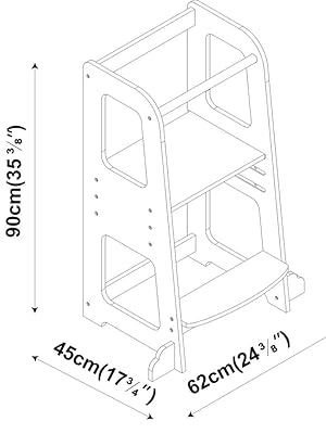 avery wooden kitchen helper step kids toddler baby learning tower w/ safety rail