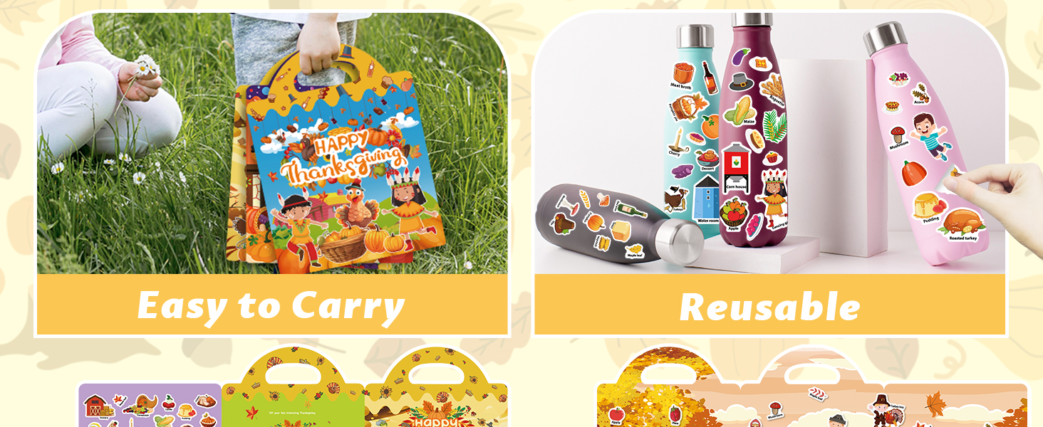 Thanksgiving Reusable Sticker Book for Toddlers 24 Years
