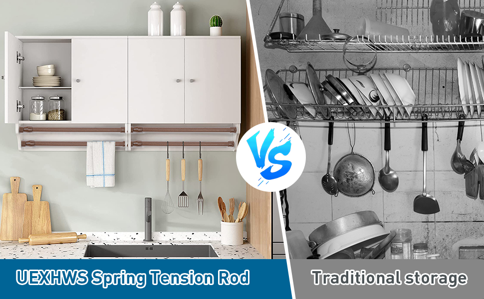 Cupboard Bars Tension Rods, 6 Pack Spring Loaded Curtain