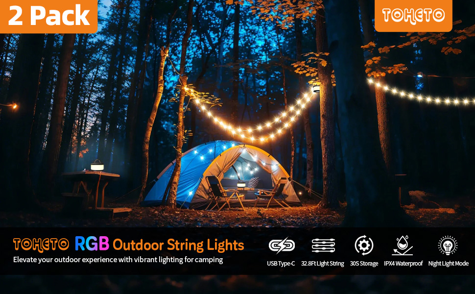 camping light string 2 Pcs