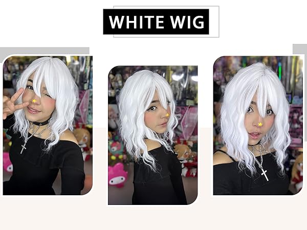 Amazon.com : BEAUTIFA White Wig with Bangs for Women 14 Inch