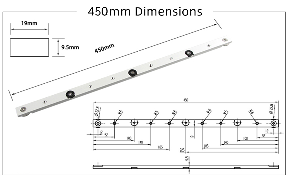 Aluminium Alloy Miter Bar Slider, Table Saw Gauge Rod Woodworking Tool