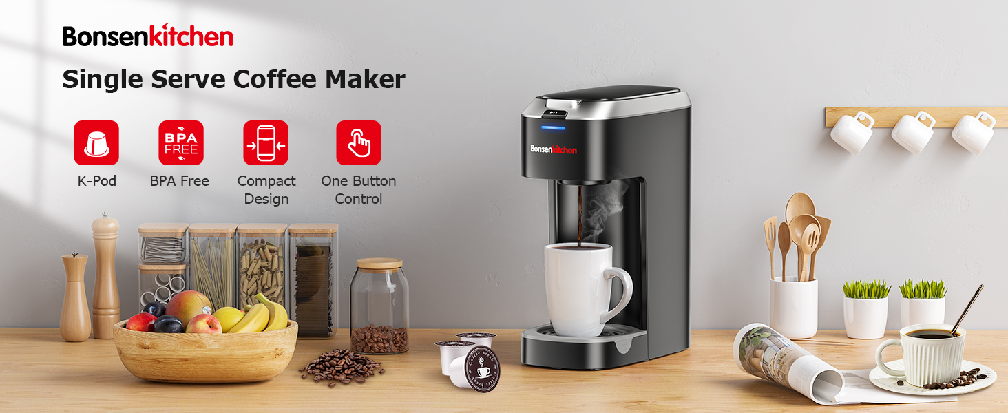 Bonsenkitchen Single Serve Coffee Maker, Coffee Brewer for
