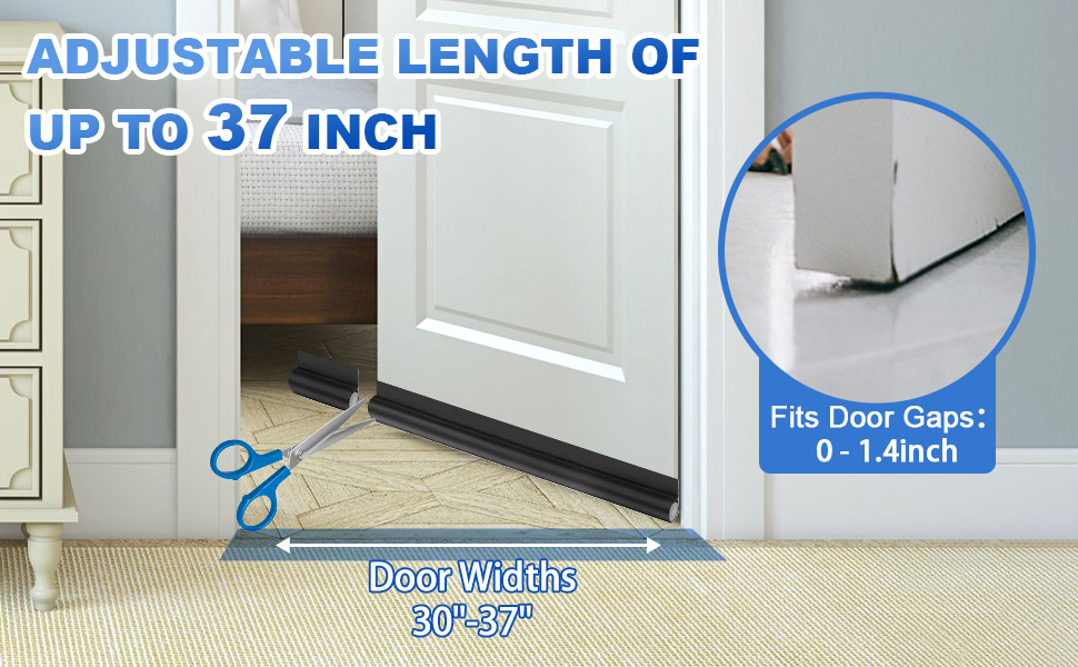 Door Draft Stopper, 37 Inch Adjustable Under Door Draft Blocker Sound Proof Draft