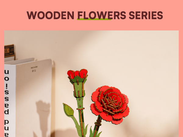 Amazon.com: Wowood 3D Flower Wooden Puzzles for Adults-Red