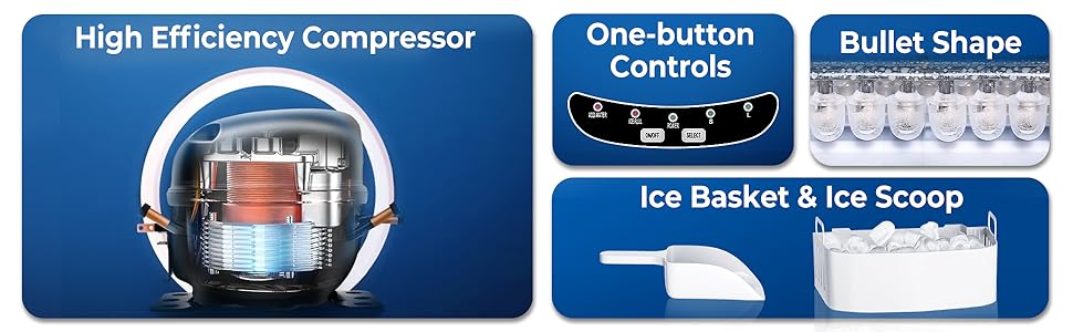 RELAX4LIFE Macchina Per Ghiaccio, Macchina Del Ghiaccio Cubetti, Fabbricatore Ghiaccio Domestico Silenzioso Ed Efficiente, Con Cestello E Paletta Per Ghiaccio, 24,2x35,8x32,8 Cm (Verde) 16 04