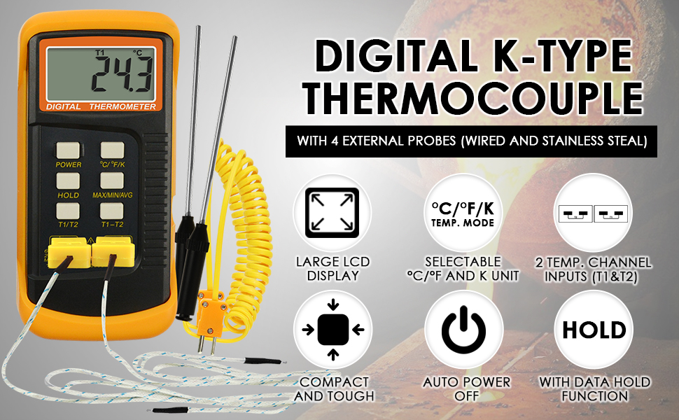 DANOPLUS High Accuracy Digital KType Thermocouple Thermometer (50