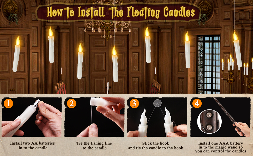 Enchanted Floating Candles with Wizard Wand Remote Butiq
