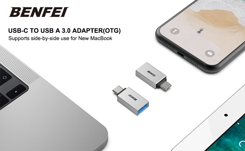 BENFEI USB C to USB 3.0 Adapter, 5 Pack USBC to USB Adapter, Compatible with MacBook