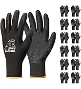 toolant Crinkle Latex Work Gloves Bulk, Rubber Coated Safety Work Gloves for Men and Women, 12 Pa...