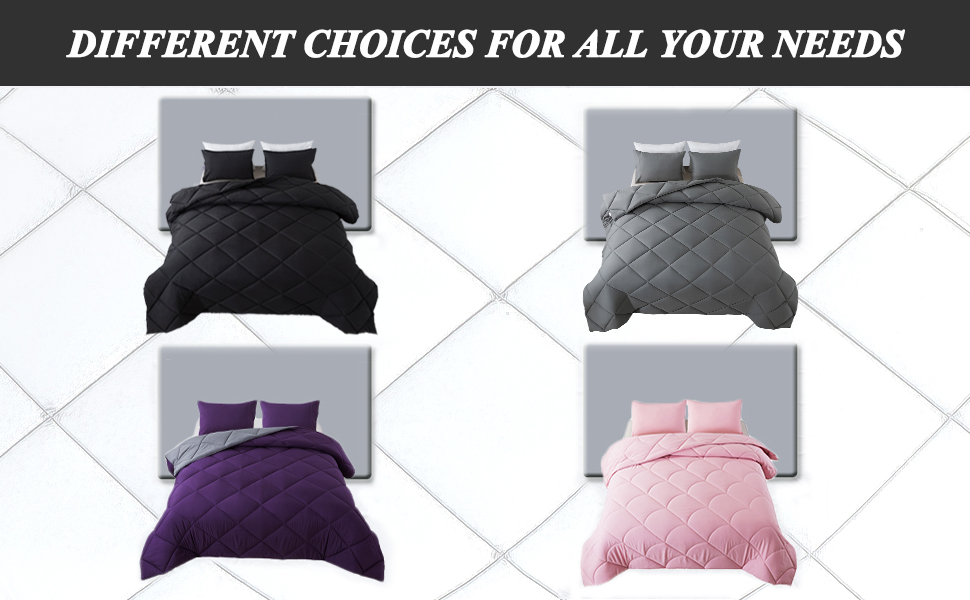 ELNIDO QUEEN Black Queen Comforter Set with 2 Pillow Shams 3 Pieces Bed Comforter