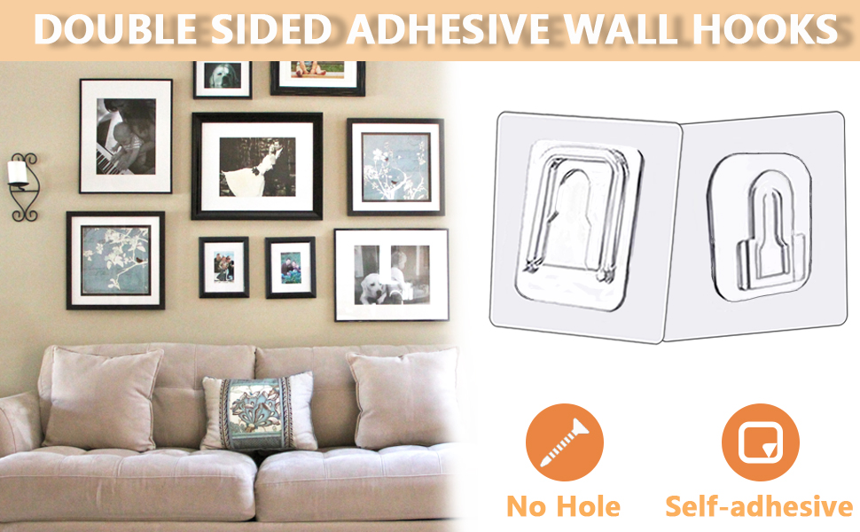 MTGSTOCL 30 Pairs Double Sided Adhesive Wall Hooks, Clear