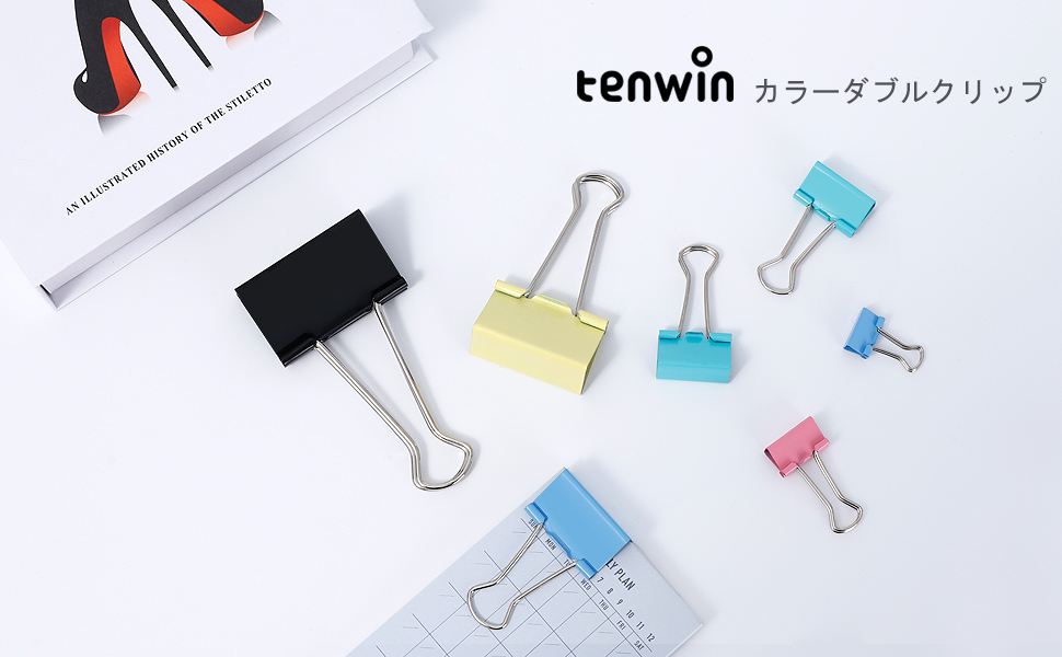 おすそ分けファイル　2L判 　60シート 前髪クリップ2個入り Amazon | tenwin カラフルクリップ ダブルクリップ 6種サイズ