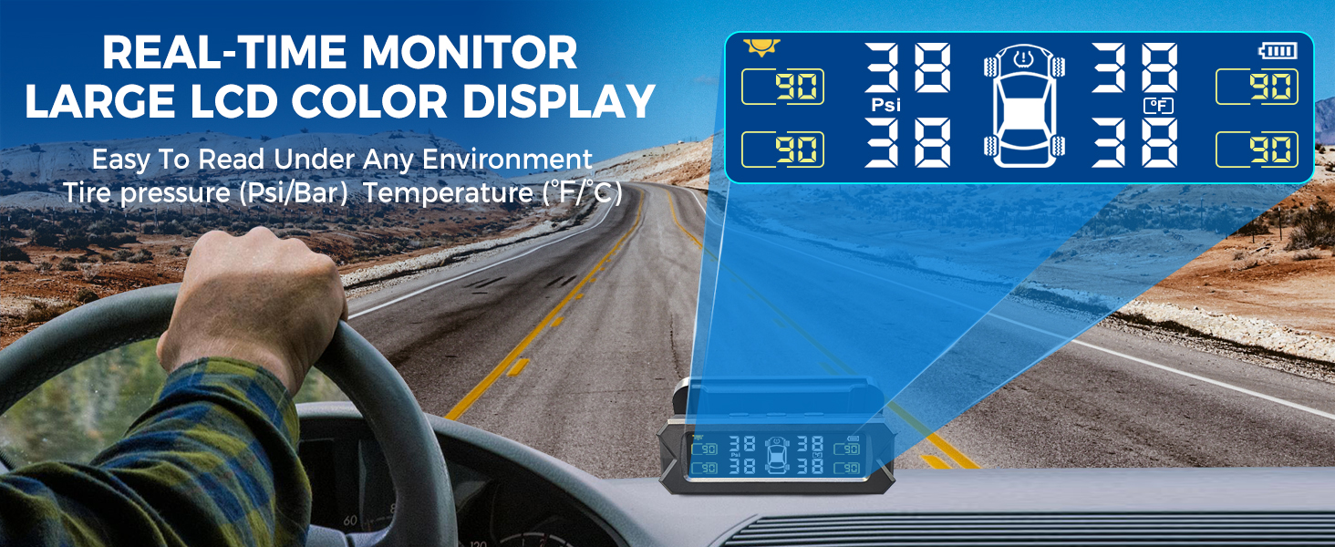 Tire Pressure Monitoring System TPMS - Wireless Solar TPMS Tire Pressure Monitor System