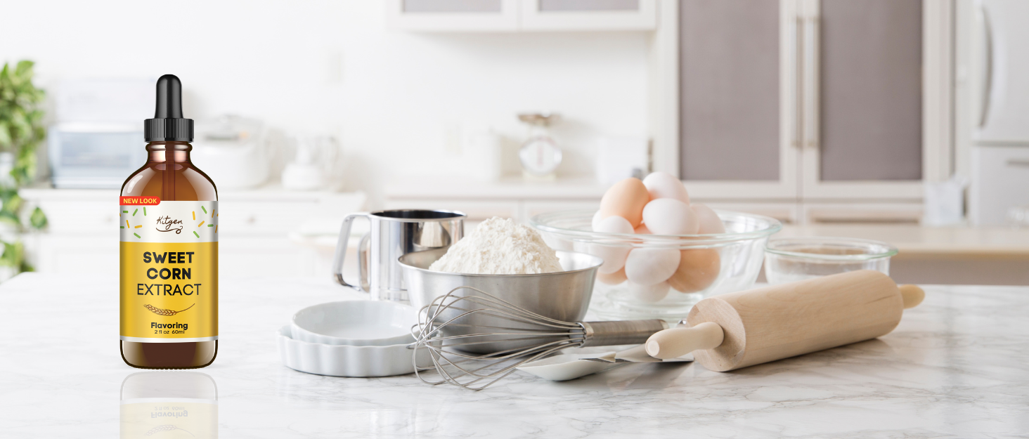 kitchen counter top with baking utensils