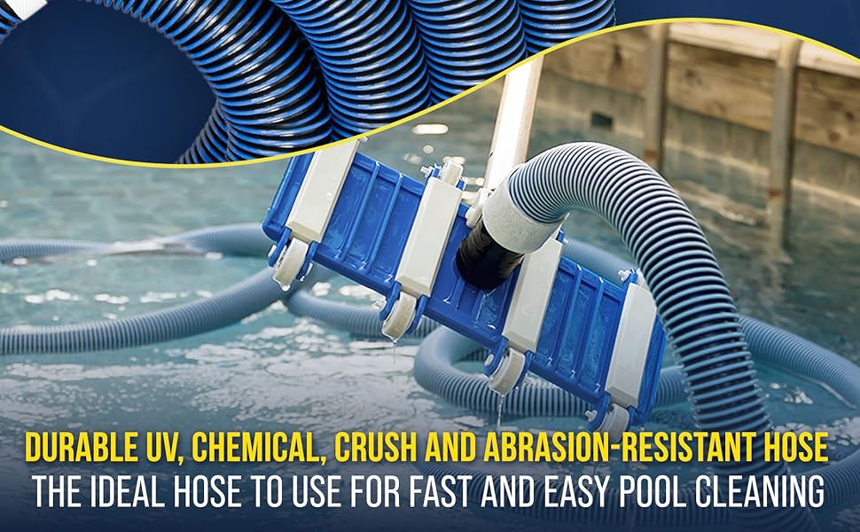 40' heavy-duty pool vacuum hose, 1-1/2" kink-free, spiral wound, for inground pool cleaning