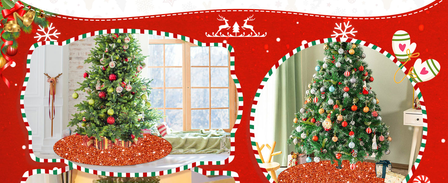 GSQQTE Orange Tree Skirt 21 Inch Small Halloween Tree Skirt for Tabletop Trees