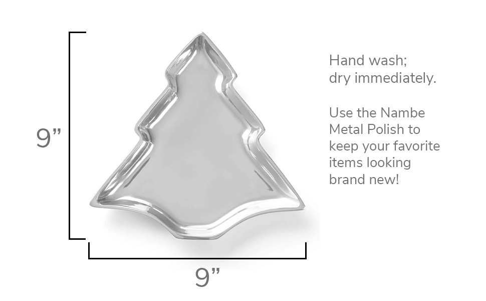 Nambe Holiday Collection Christmas Tree Dish 9inch Silver Tree Shaped Candy Dish