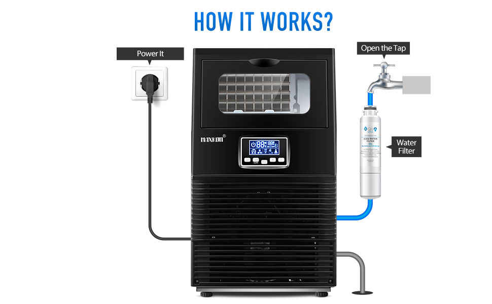 Maxkon 38kg Commercial Ice Cube Maker Machine Home Benchtop Countertop