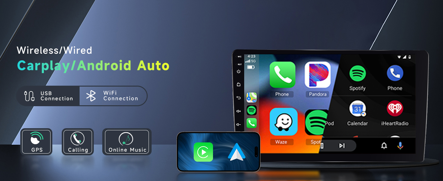 Car Radio with Wireless Apple Carplay Android Auto