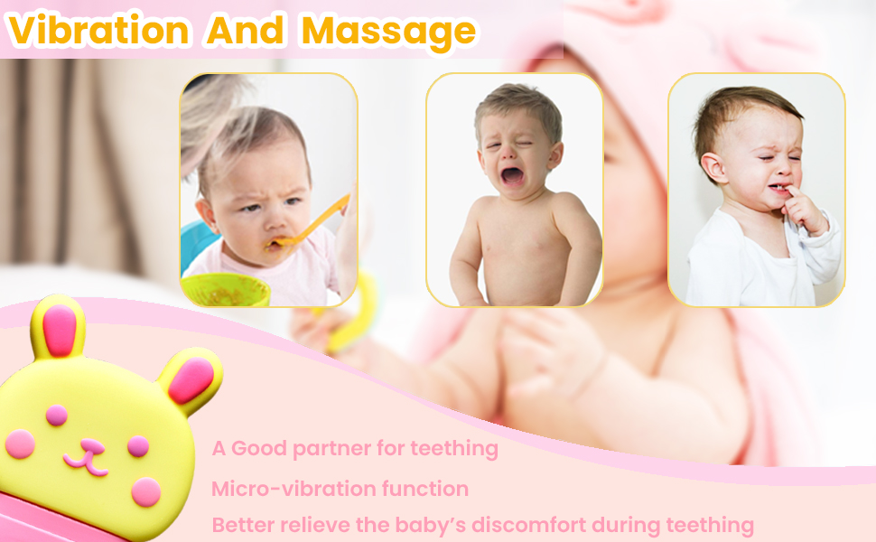 Baby Teething Toys, Caromolly Vibrating Teether Toy, Teething Toys for Babies 0-6 Months, Electric S