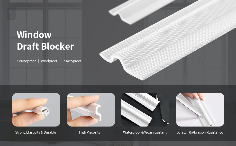Maudzlan 236 inch/6m Window Draft Blocker,Insect Proof SelfAdhesive