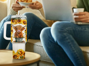 highland cow tumbler with handle