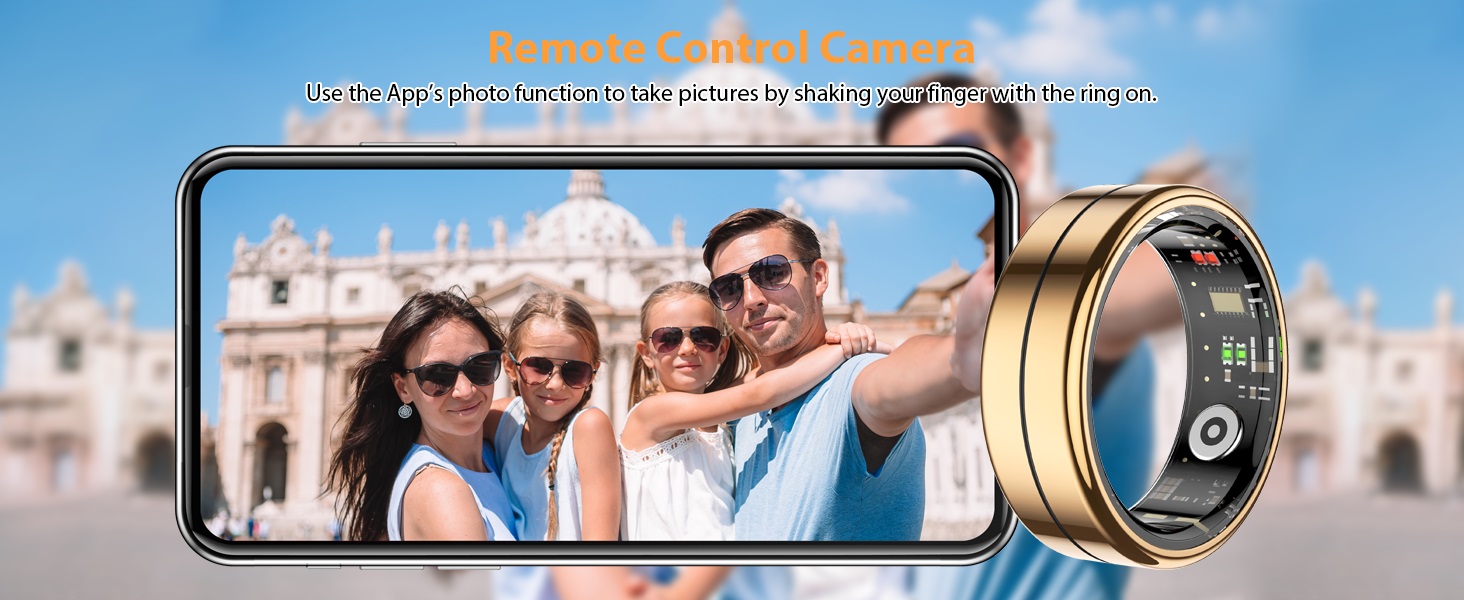 Fit Ring, Smart Health Rings for Women Men with Heart Rate,Blood Oxygen,HRV,Stress Level, Sleep Monitor, Step Tracker, No Subscription Fee, IP68 Waterproof Smart Ring for iphone &Android (Gold, 7#) .