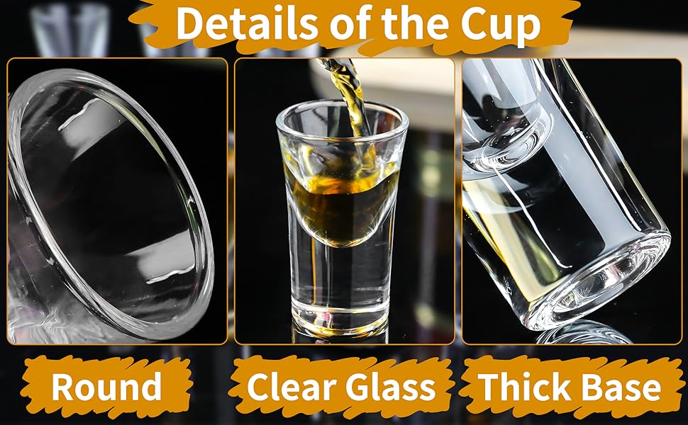 Shot Glasses Set of 6 with Heavy Base 0.5oz Cute