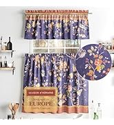 Maison d' Hermine Kitchen Curtains Sets for Windows 100% Cotton Set of Kitchen Curtains Valances ...