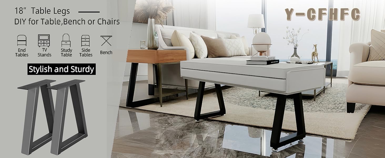 YCFHFC 18” Metal Table Legs, Coffee Table Legs, Bench Legs