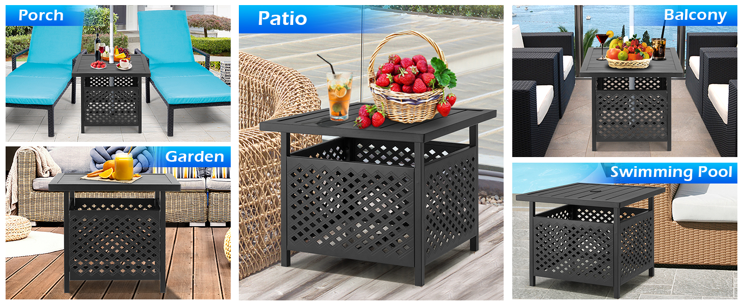 AECOJOY Outdoor Side Table for Patio, Patio Side Table with