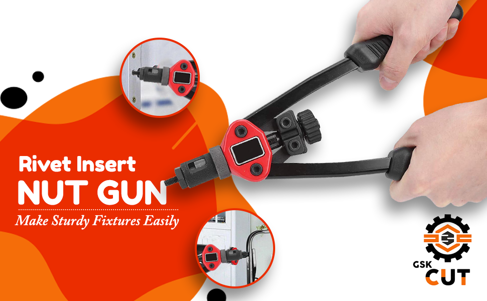 GSK Cut® 12” Carbon Steel Rivet Nuts Gun Insert Nut Tool with Mandrels