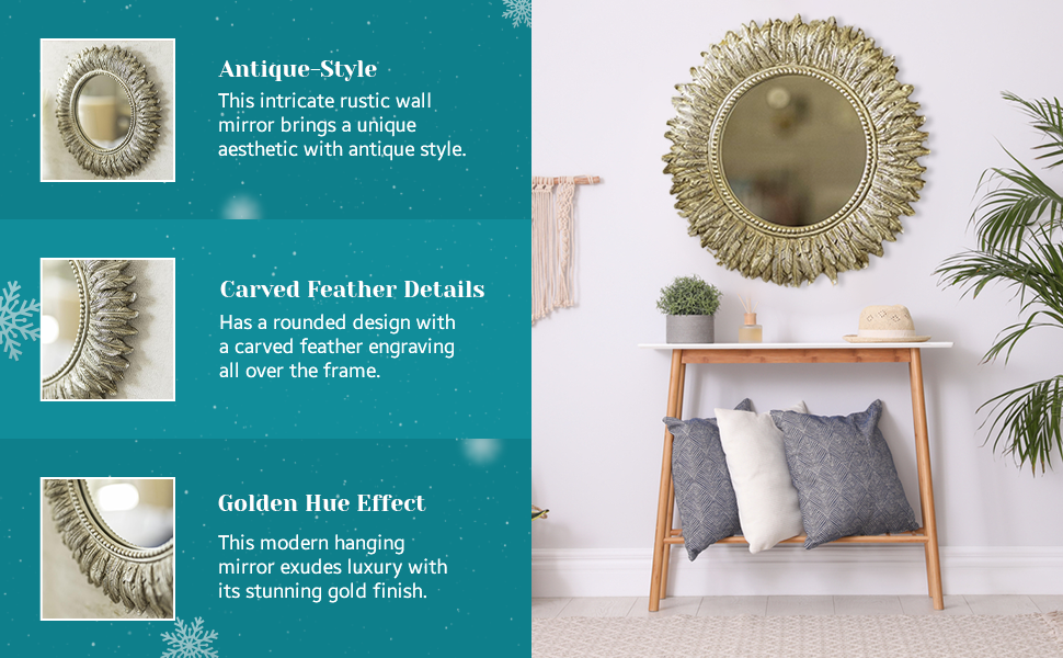 Marco Paul Modern Round Shaped Feather Mirror