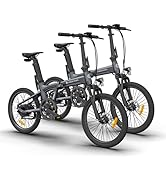 Sequence showing folding electric bicycle in various stages of assembly/disassembly, demonstrating its compact design and portability features.