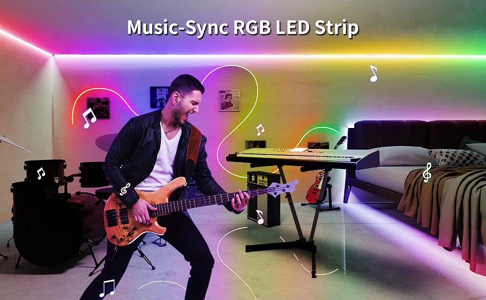 COB RGB Lights 20FT/6M RGB Smart IC Led Strip Lights with RF Controller Music Synchronization