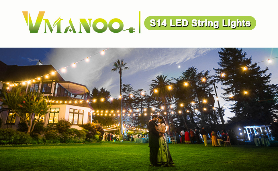 VMANOO Outdoor String Lights 48Ft Globe Patio Lighting
