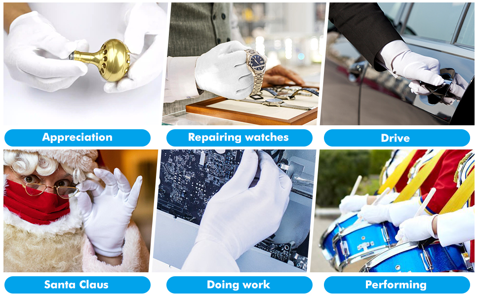 White Gloves Costume for Christmas Weddings Serving Inspection