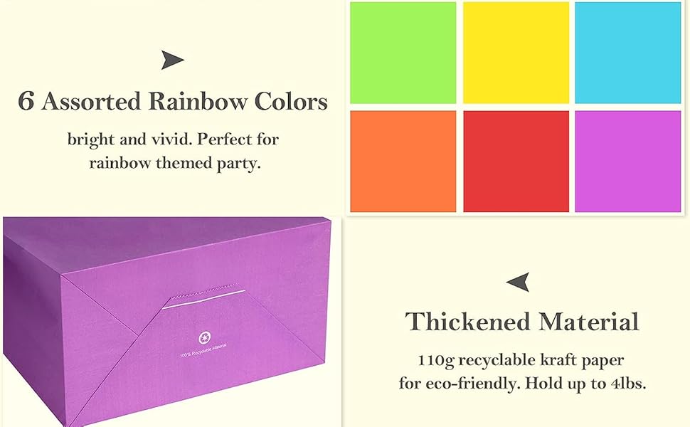 RanGit Bhumi Gift Paper Bags 24 pcs Color Paper Return Gift Bags 6x8x4 inch for birthday