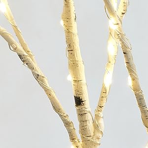 lighted birch branches