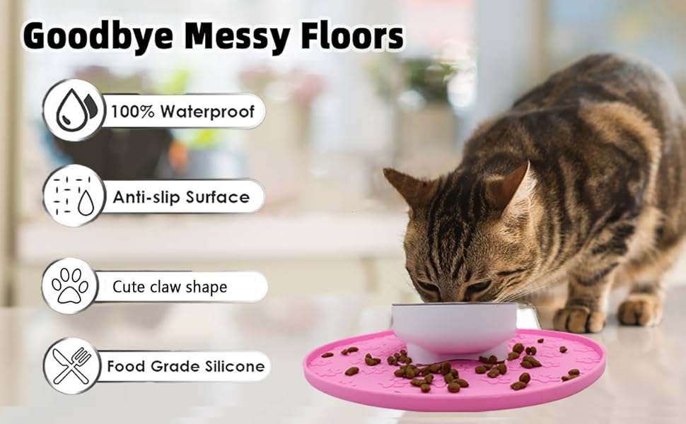 Silicone pet Food mat, Dog Food and Water mat, Raised Edge