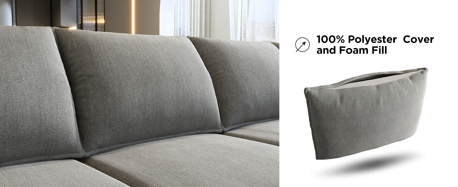 HONBAY Modular Sectional Sofa with Ottoman Fabric Modular