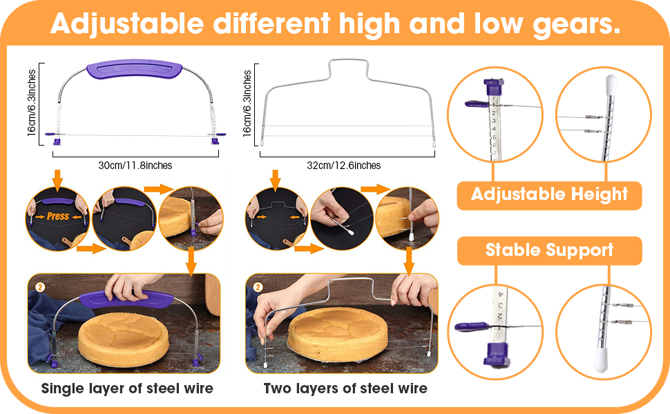 3 Pieces Kitchen Baking Tools, Adjustable Cake Levelers