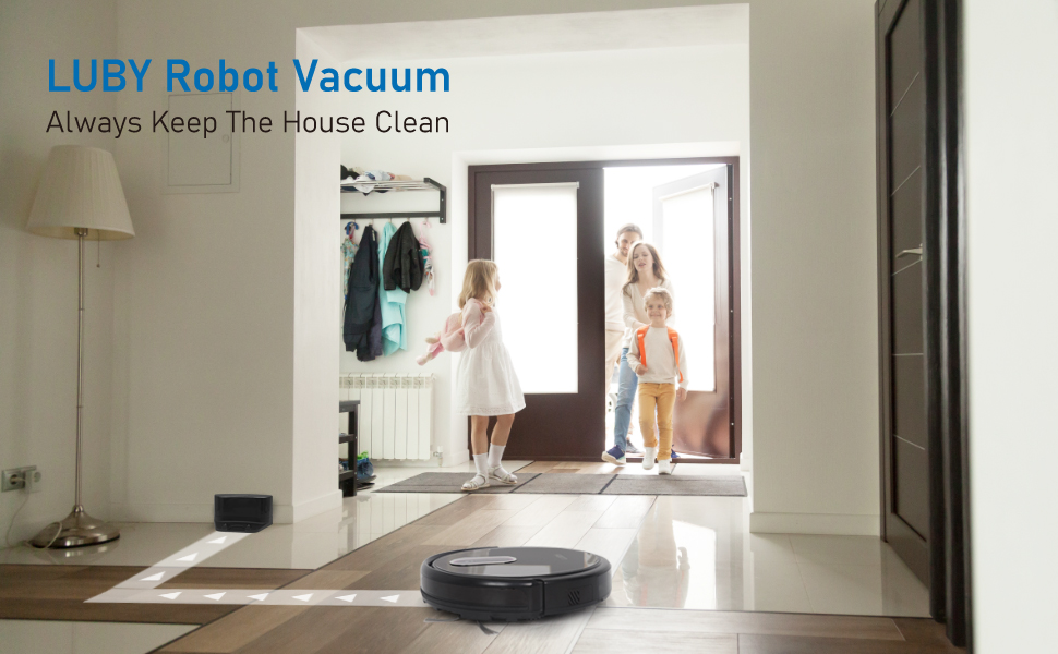 LUBY HK1 Robot Vacuum Cleaner, 2200Pa Strong Suction Robotic Vacuum and