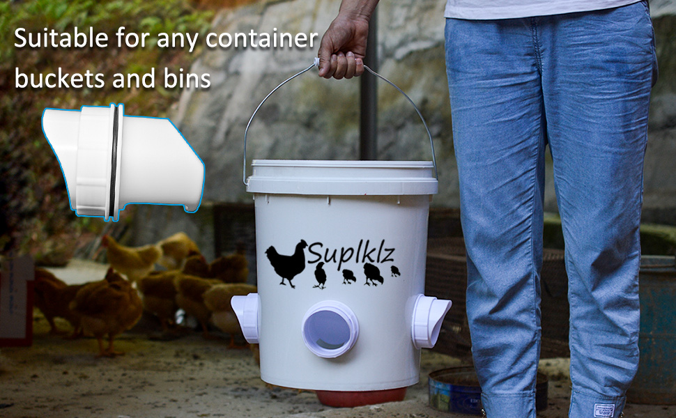 DIY Chicken Feeder Rain Proof Poultry Feeder Port Gravity Feed Kit for