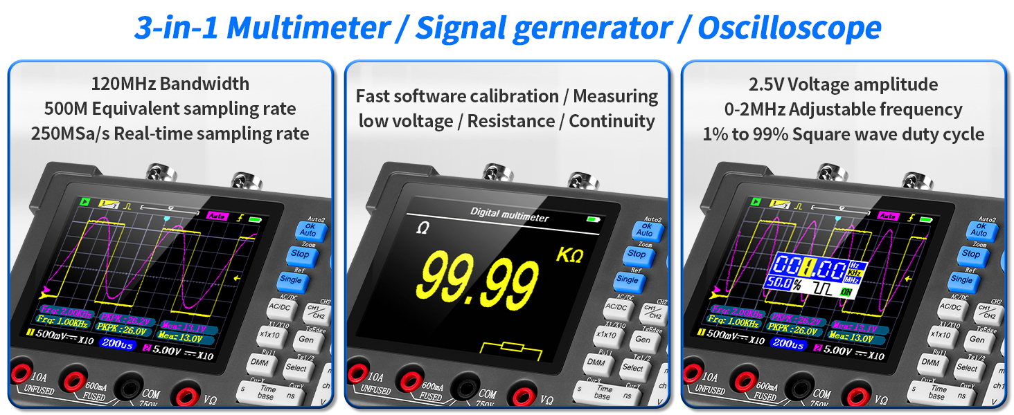 LCD Handheld Digital Oscilloscope Kit 2 Channel 3.2"TFT Multimeter