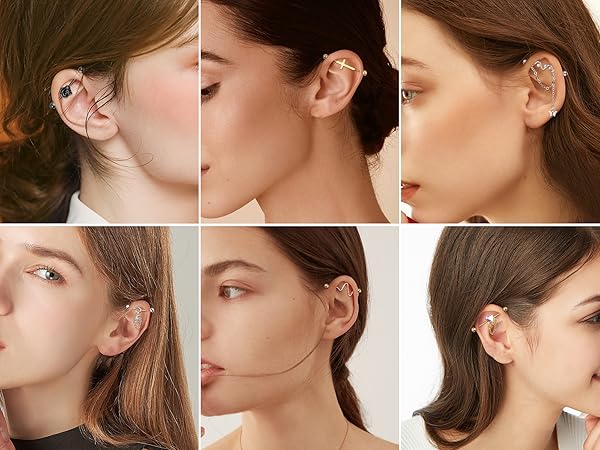 ピアス Pipe Hoop Earrings #7013 Amazon.com: ORAZIO 13PCS Industrial Piercing Jewelry